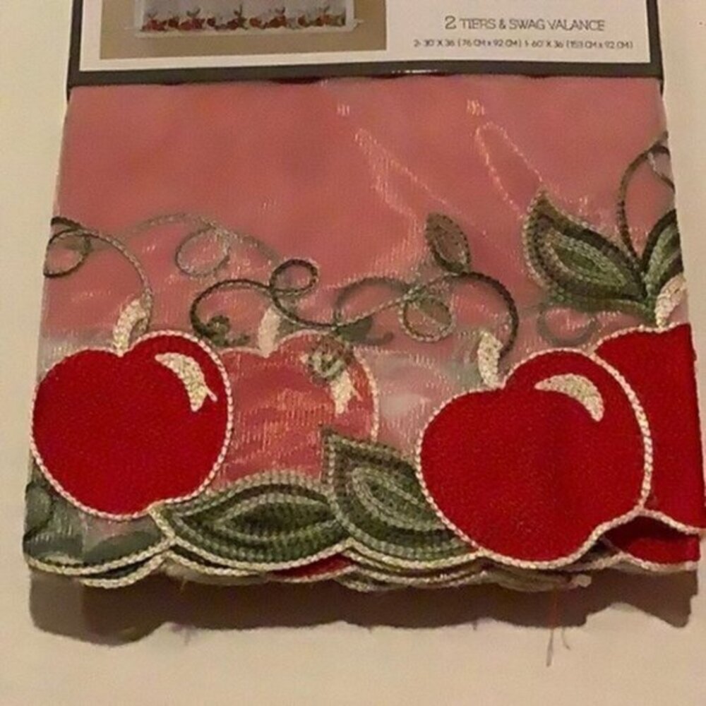 3PC Addy Embroidery Kitchen Curtain Set - Picture 2 of 4